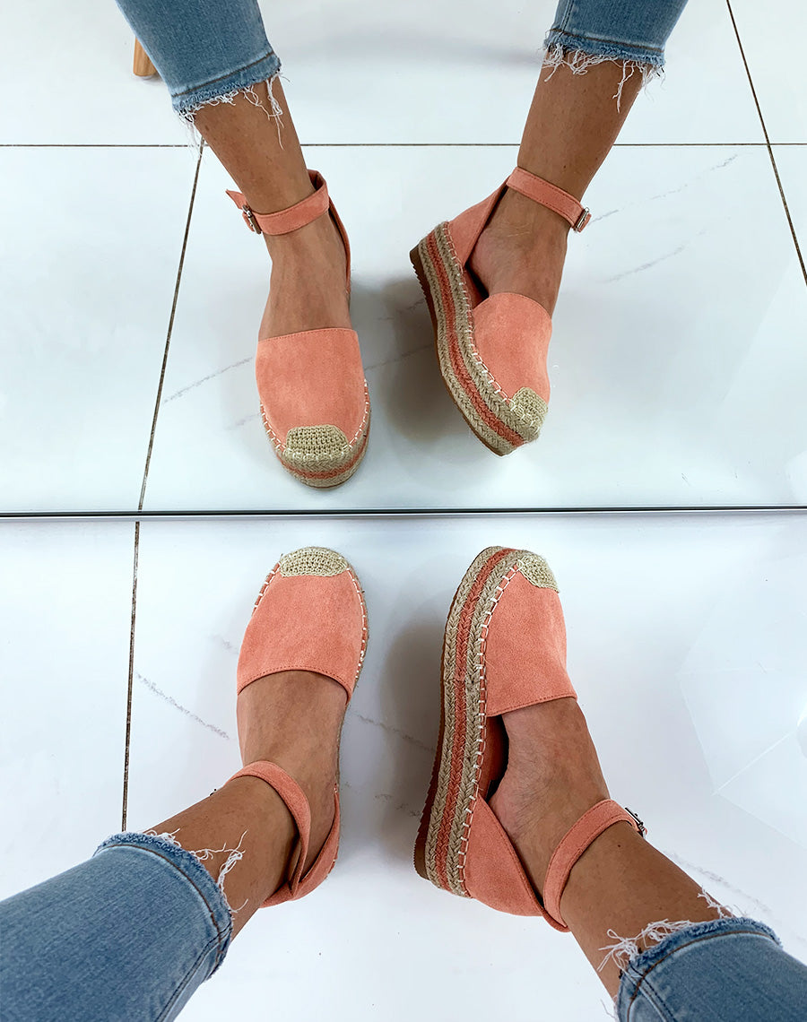 Espadrilles en suédine roses à plateforme