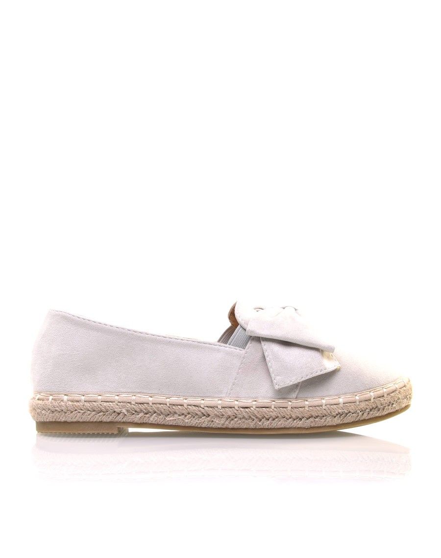 Espadrilles grises en suédine à noeud