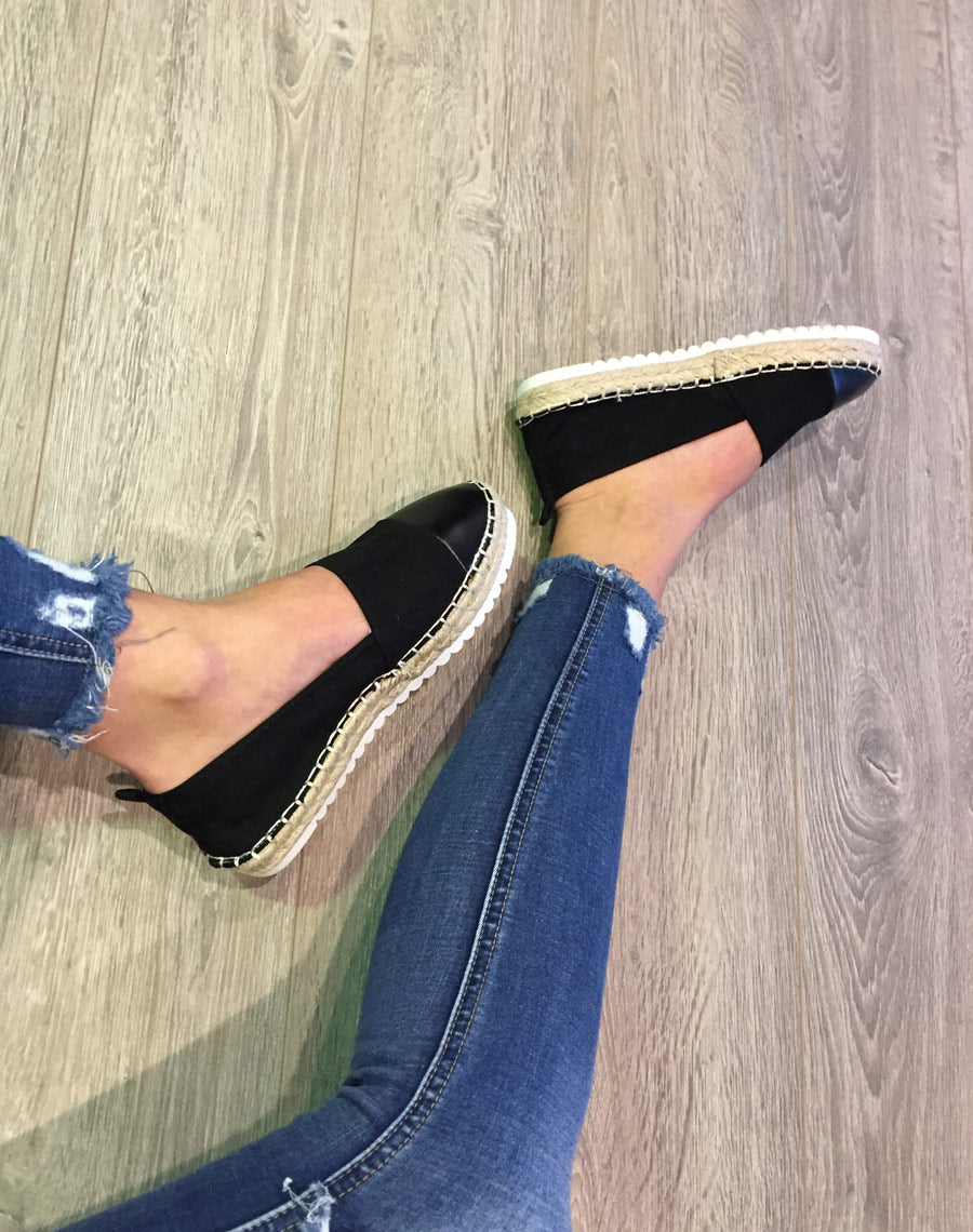 Espadrilles noires bi matières