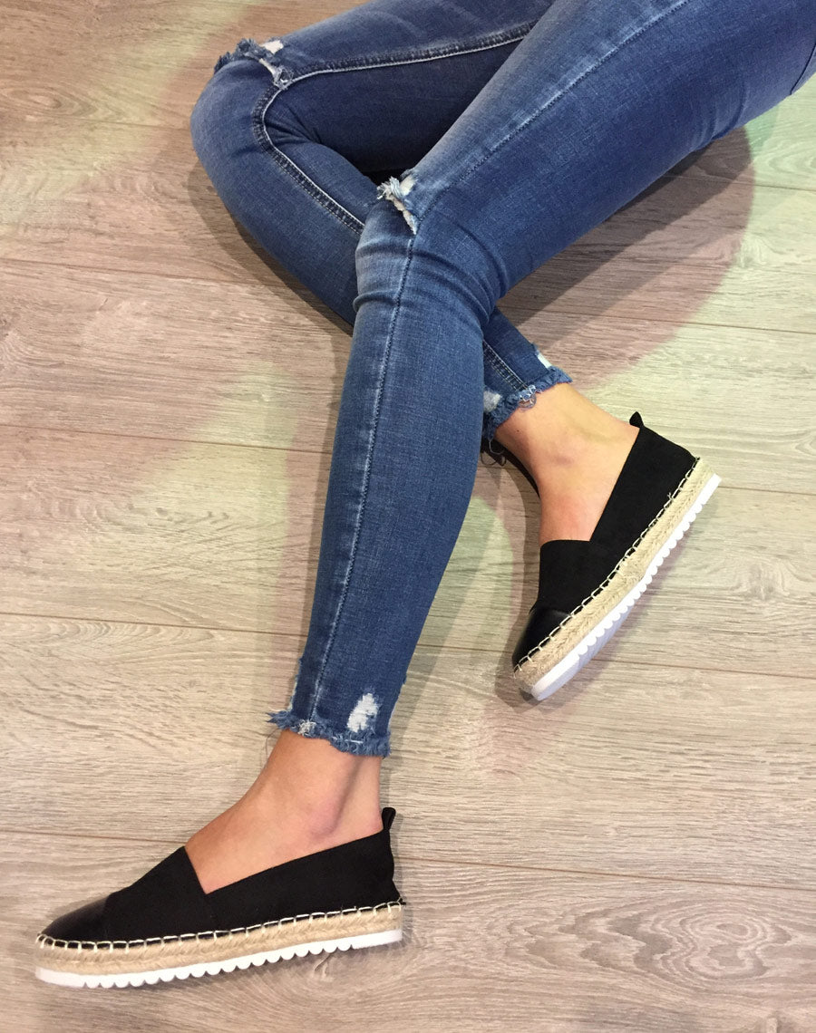 Espadrilles noires bi matières