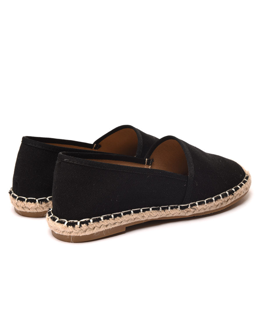 Espadrilles noires bout et semelle tressés