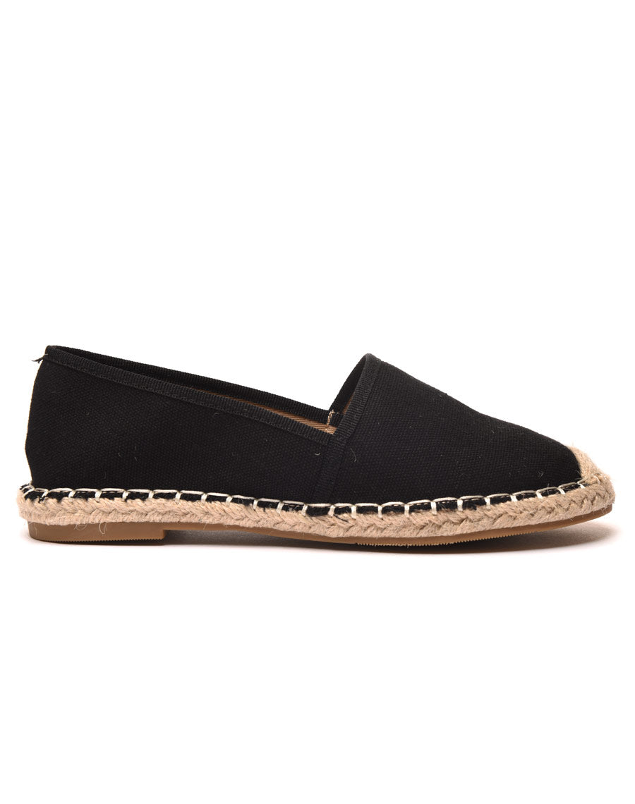 Espadrilles noires bout et semelle tressés