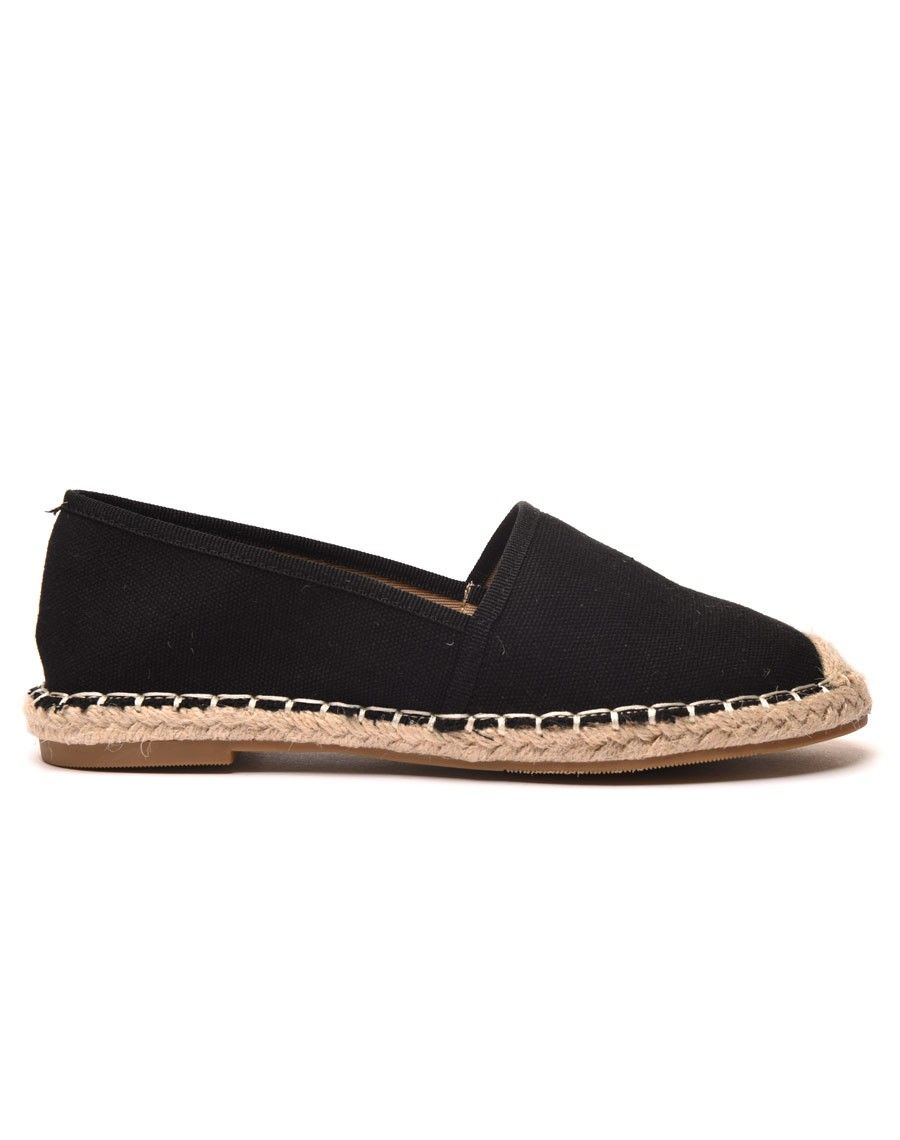Espadrilles noires bout et semelle tressés