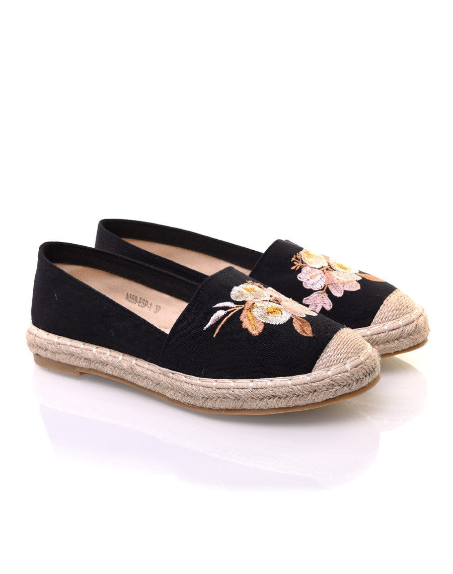 Espadrilles noires brodées