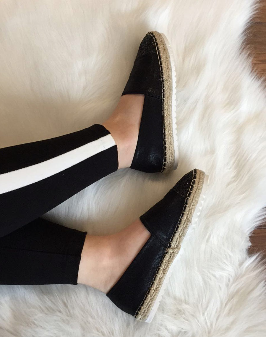 Espadrilles noires effet brillant