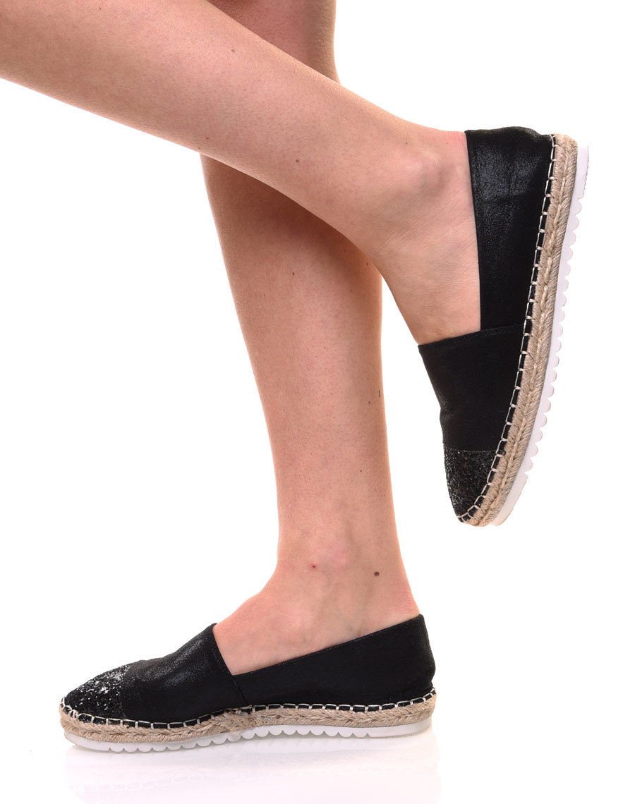 Espadrilles noires effet brillant