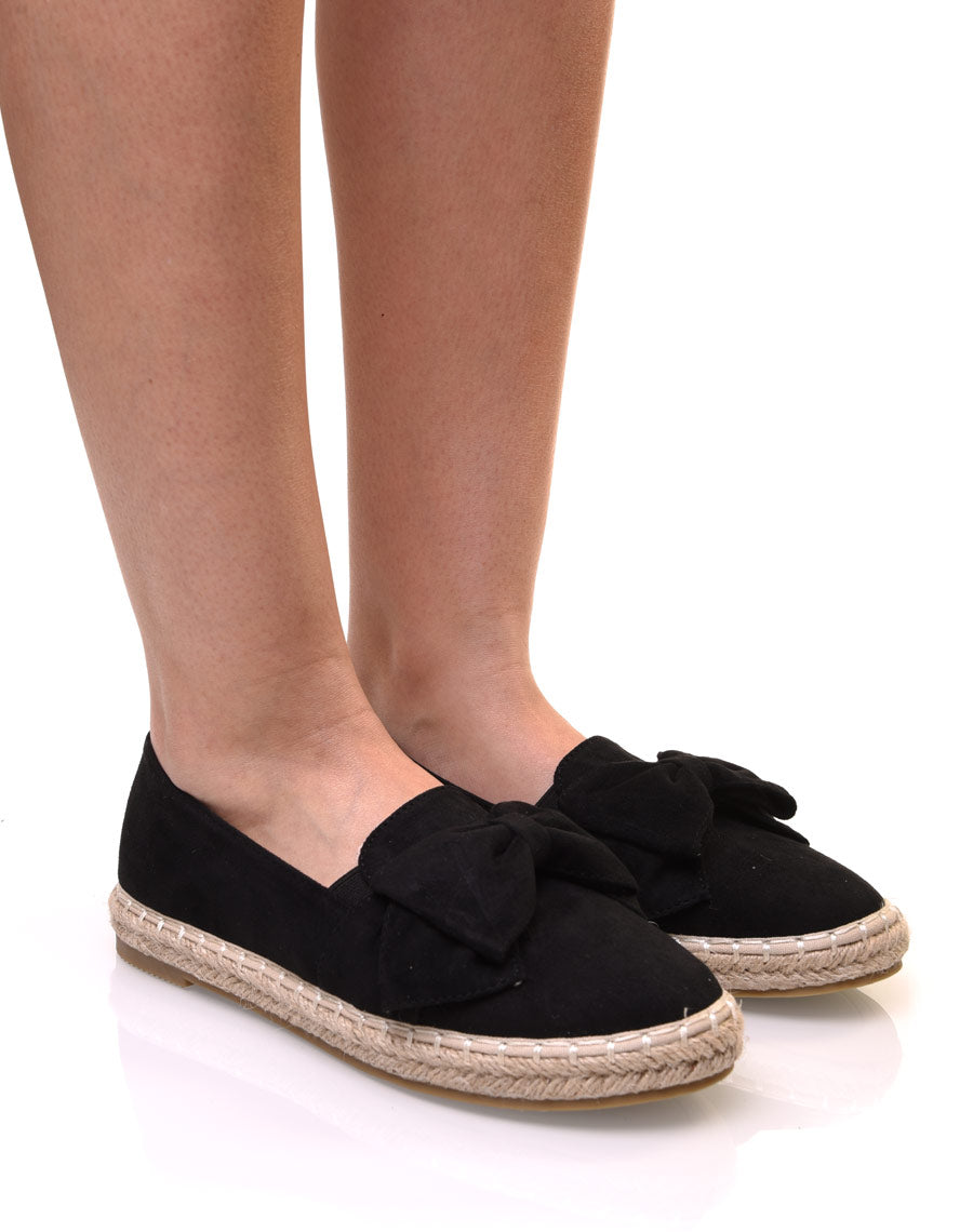 Espadrilles noires en suédine à noeud