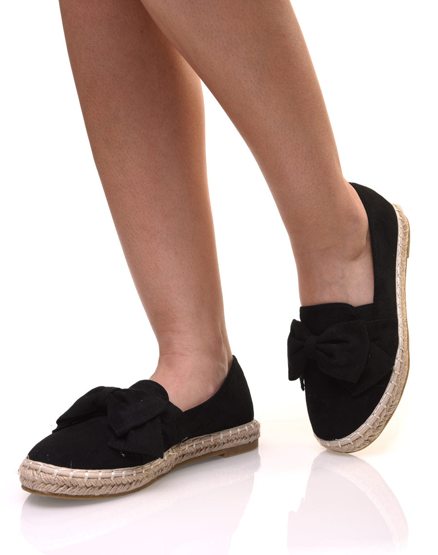 Espadrilles noires en suédine à noeud