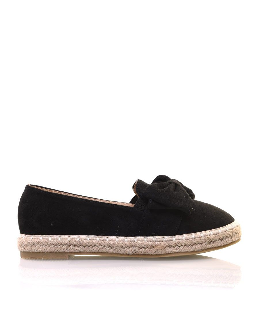 Espadrilles noires en suédine à noeud