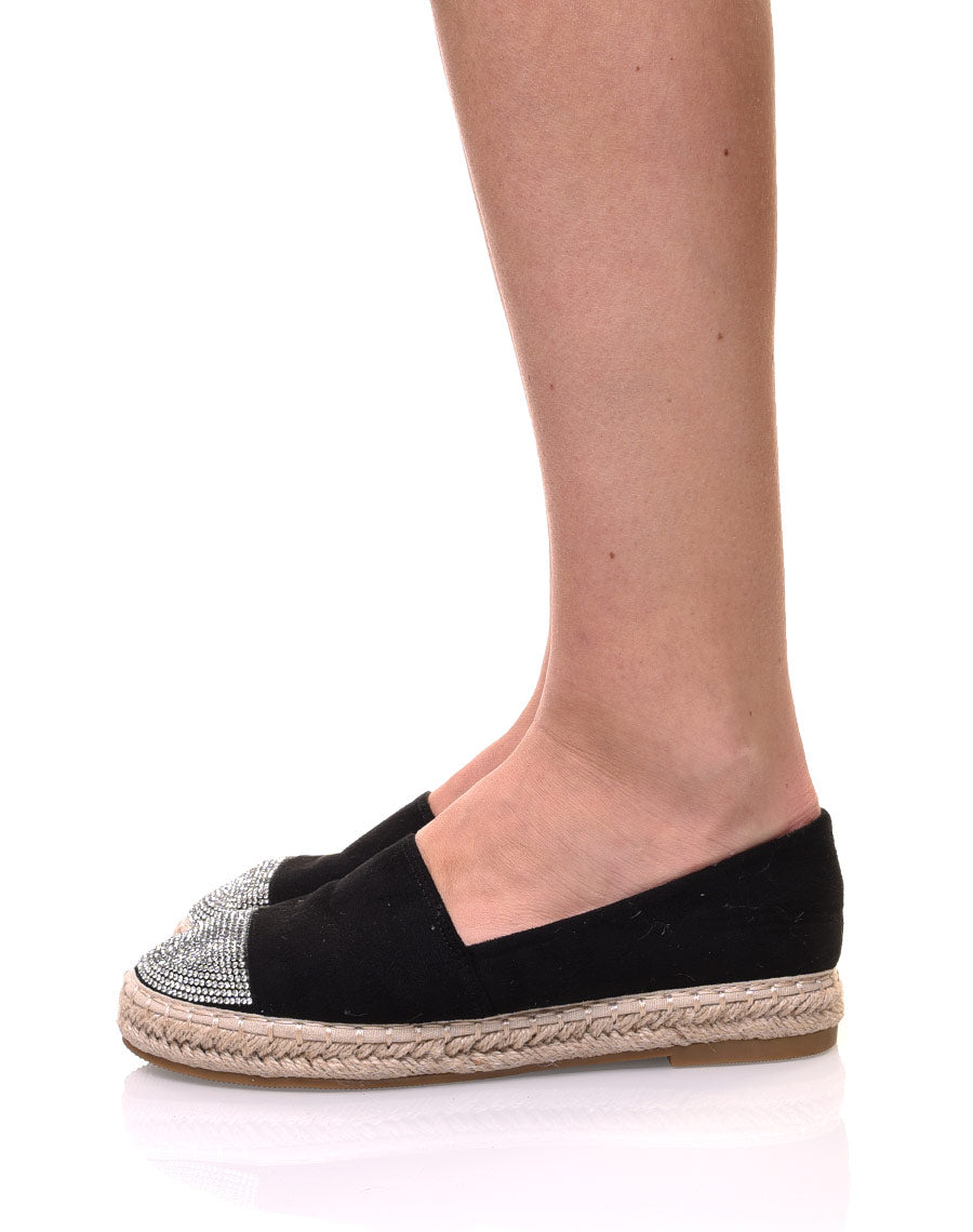 Espadrilles noires en suédine ornées de strass