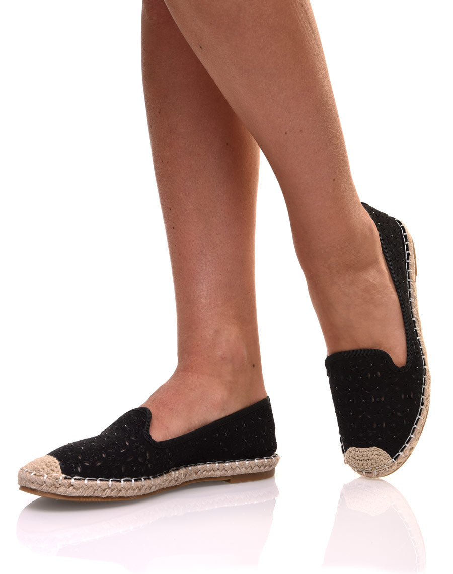Espadrilles noires en suédine perforées