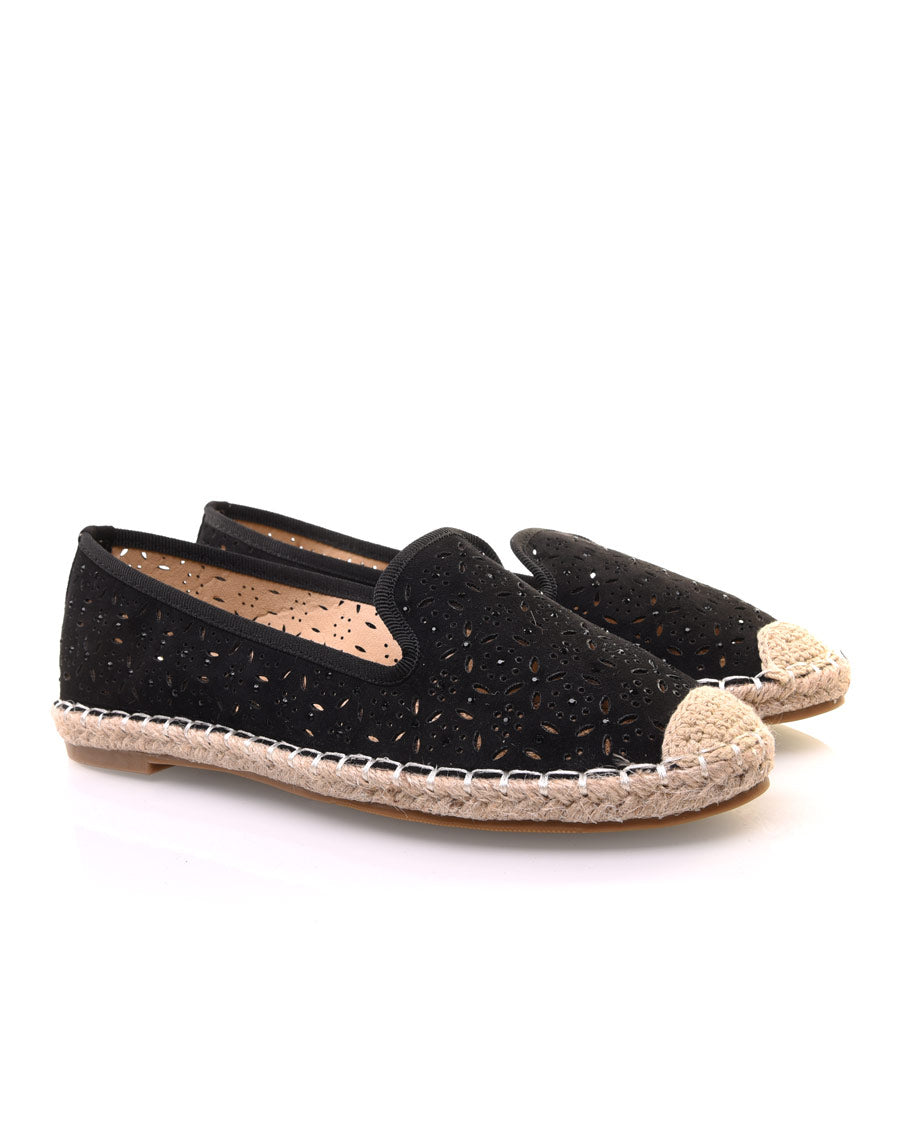 Espadrilles noires en suédine perforées