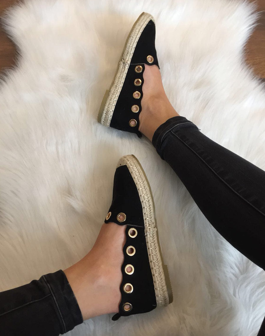 Espadrilles noires à œillets