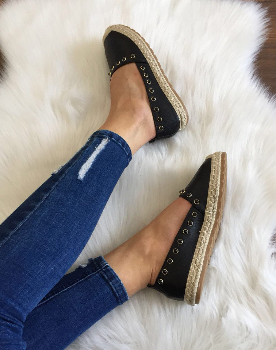 Espadrilles noires ornées de perles