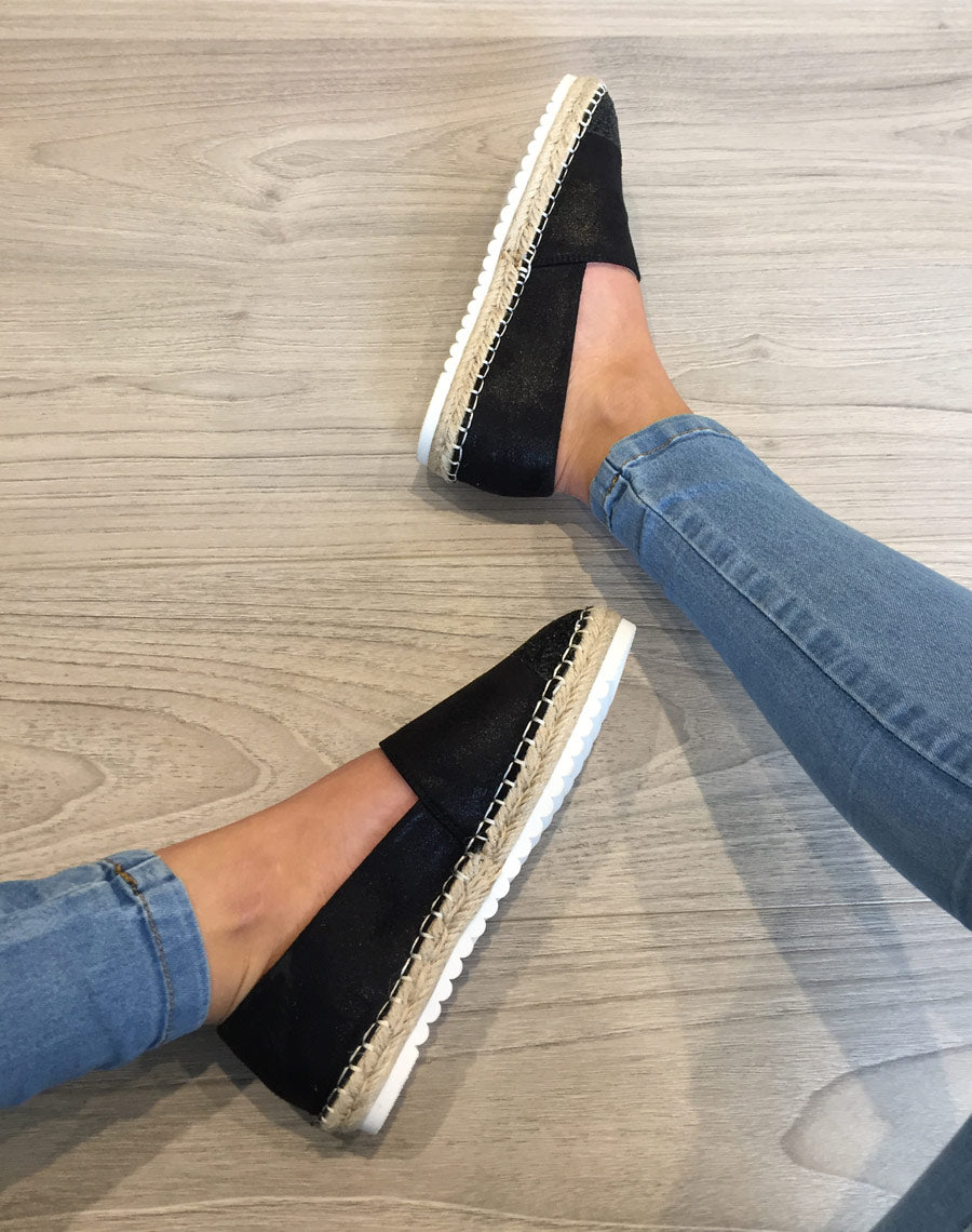 Espadrilles noires pailletées