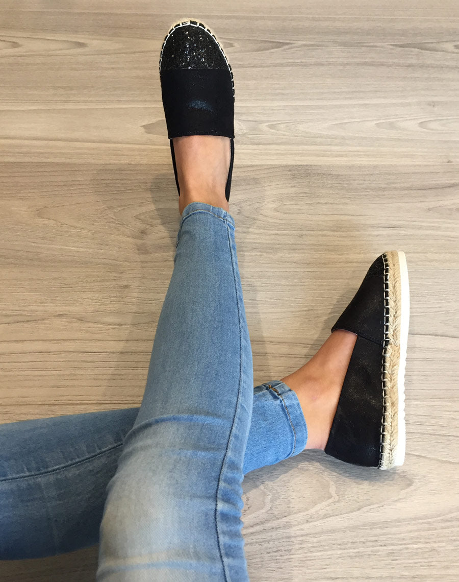 Espadrilles noires pailletées