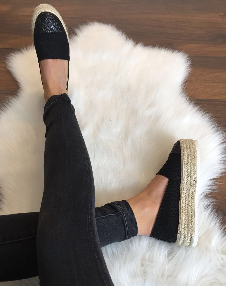 Espadrilles noires semelles épaisses
