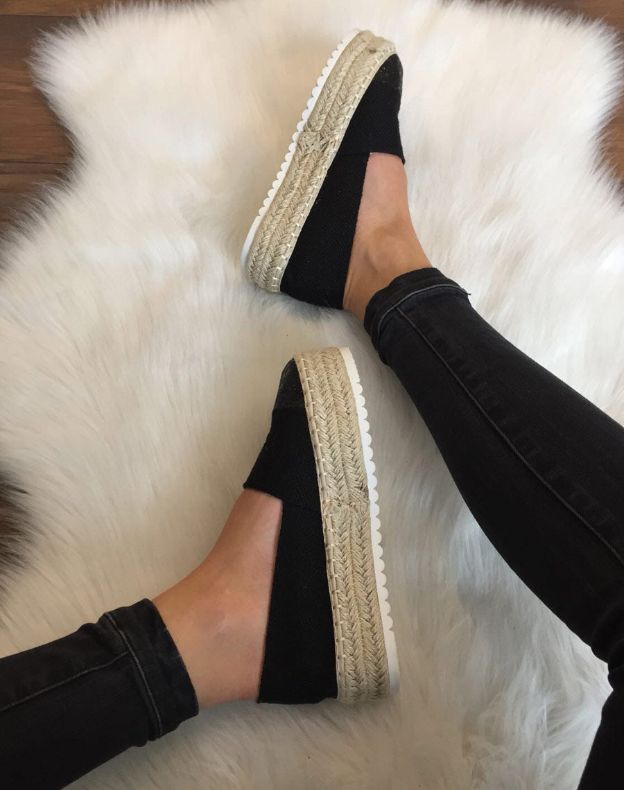 Espadrilles noires semelles épaisses