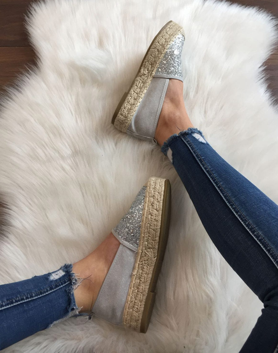 Espadrilles pailletées argent