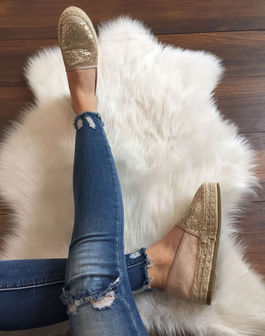 Espadrilles pailletées champagne