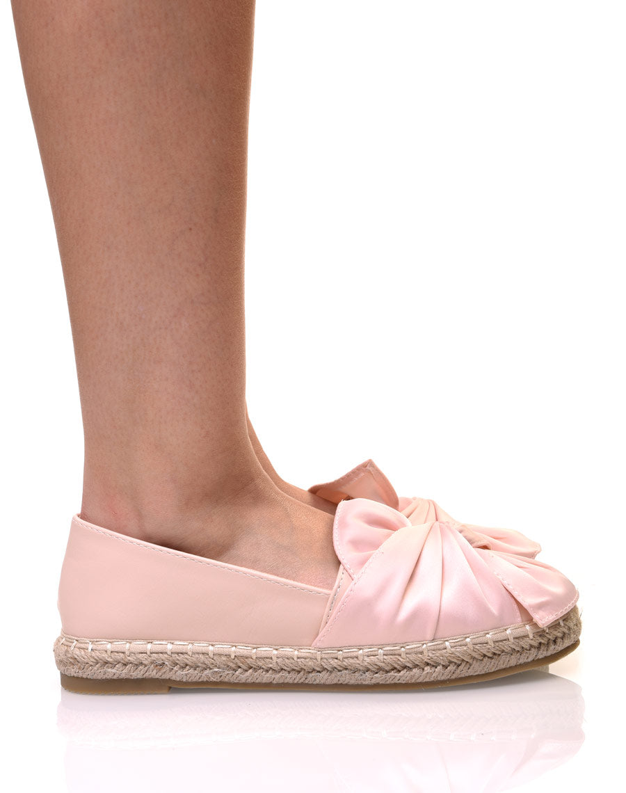 Espadrilles roses bi-matières à noeud