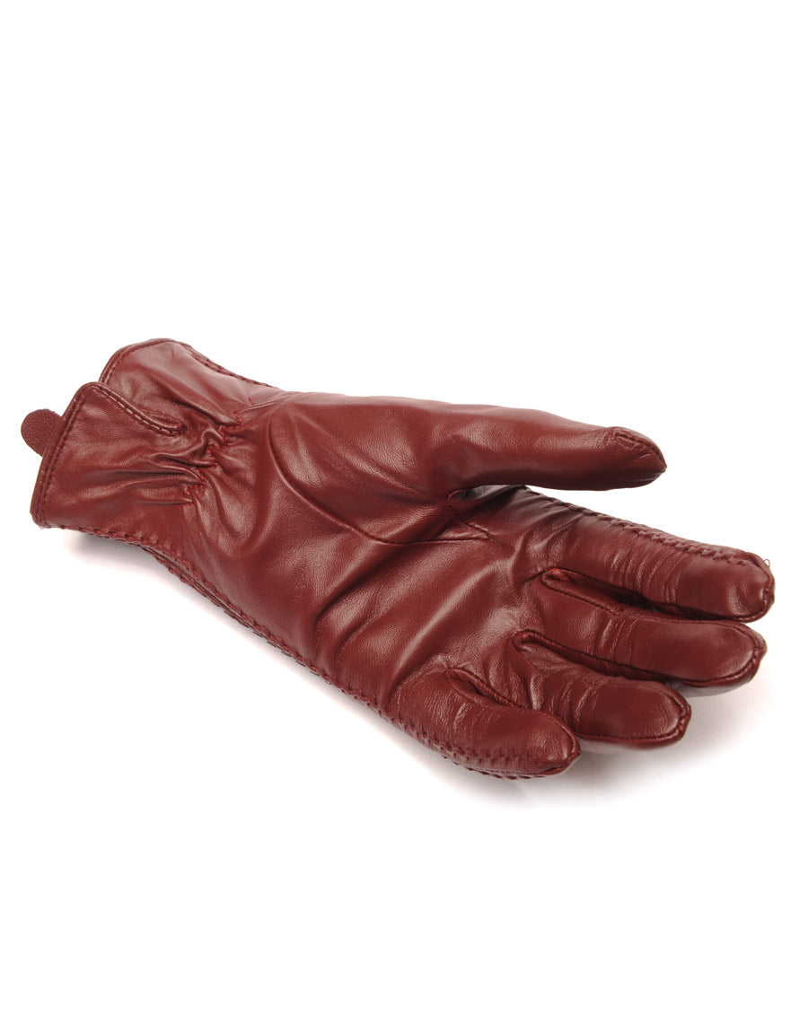 Gants en cuir bordeaux LuluCastagnette brodé