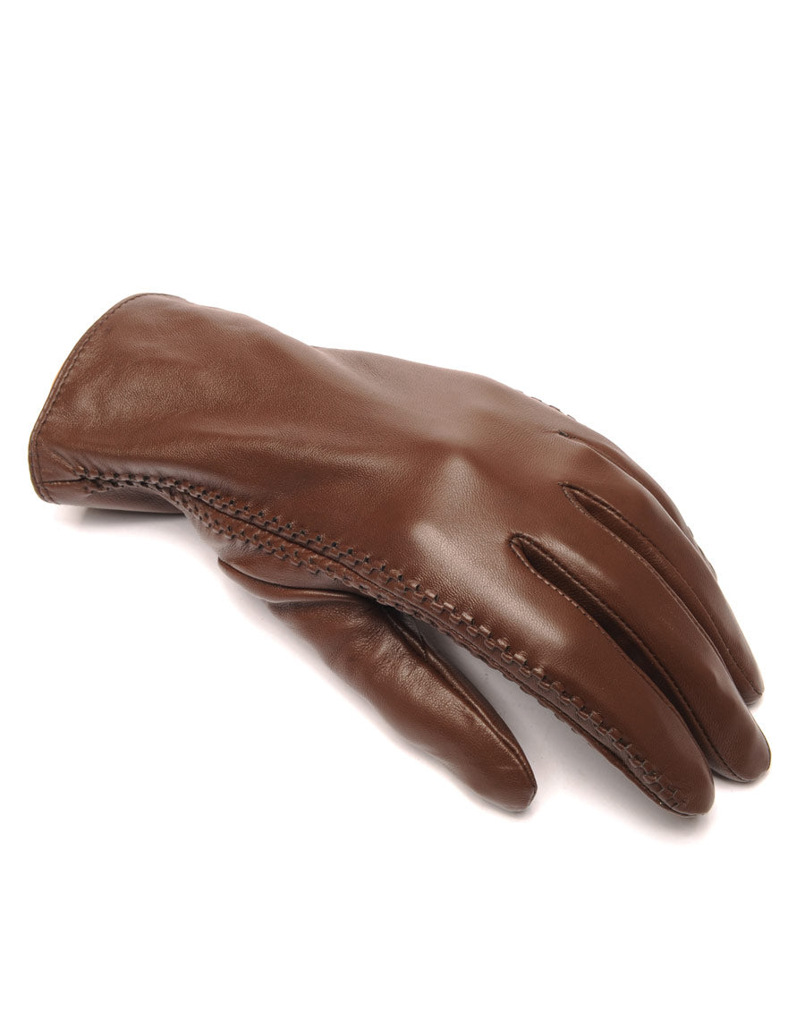 Gants en cuir chocolat LuluCastagnette brodé