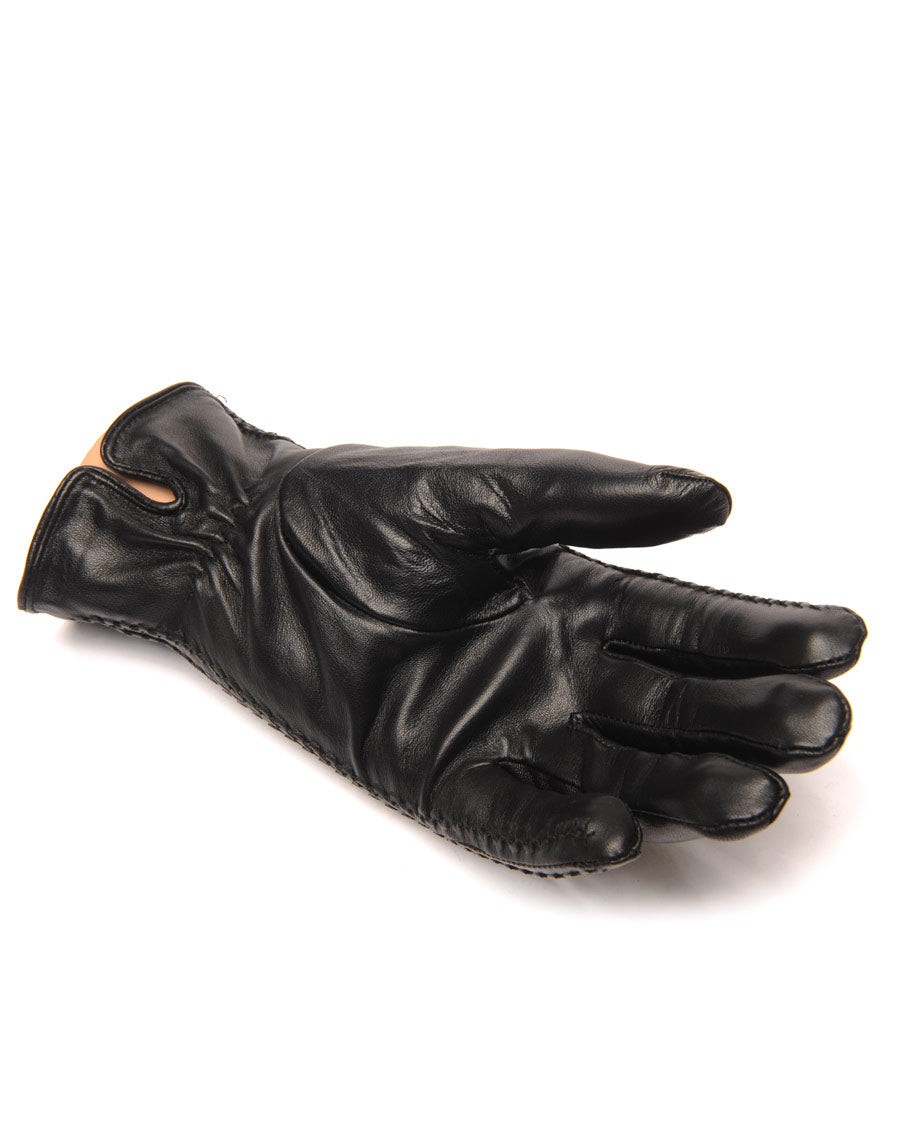 Gants en cuir noir LuluCastagnette brodé