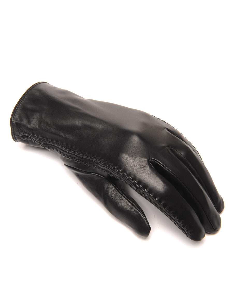 Gants en cuir noir LuluCastagnette brodé