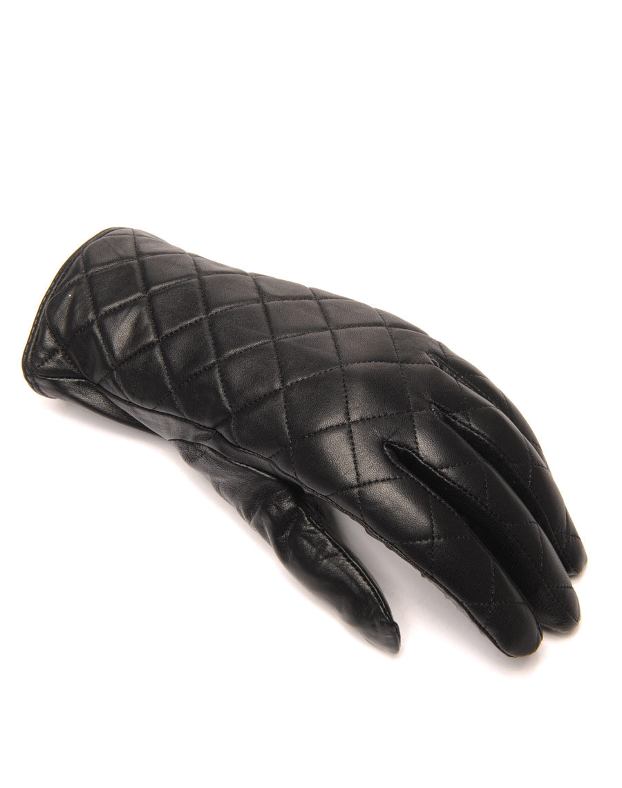 Gants en cuir noir LuluCastagnette matelassé