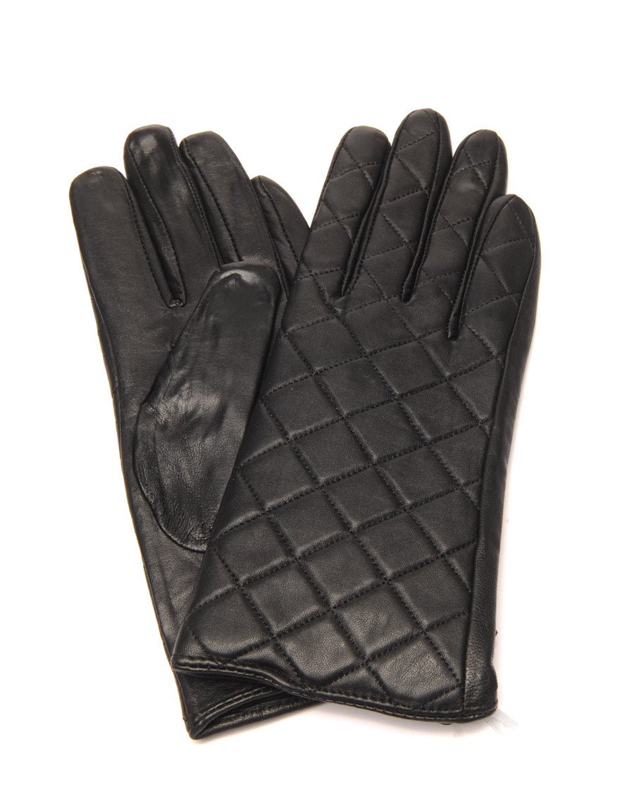 Gants en cuir noir LuluCastagnette matelassé