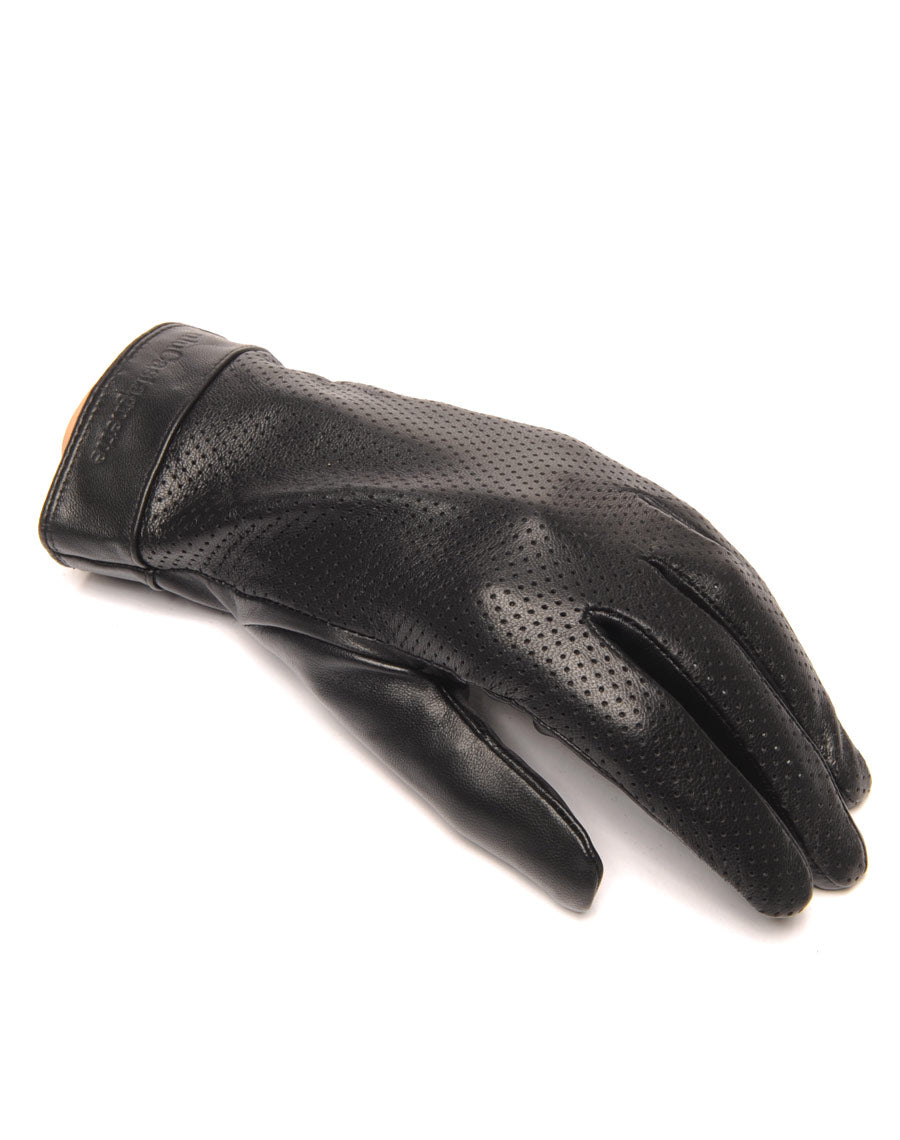 Gants en cuir noir LuluCastagnette perforé