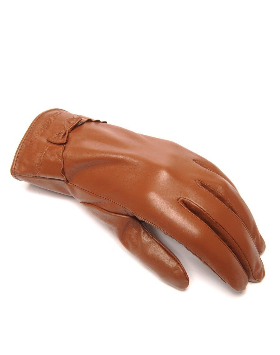 Gants en cuir taupe LuluCastagnette noeud