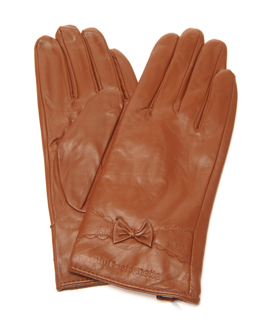 Gants en cuir taupe LuluCastagnette noeud