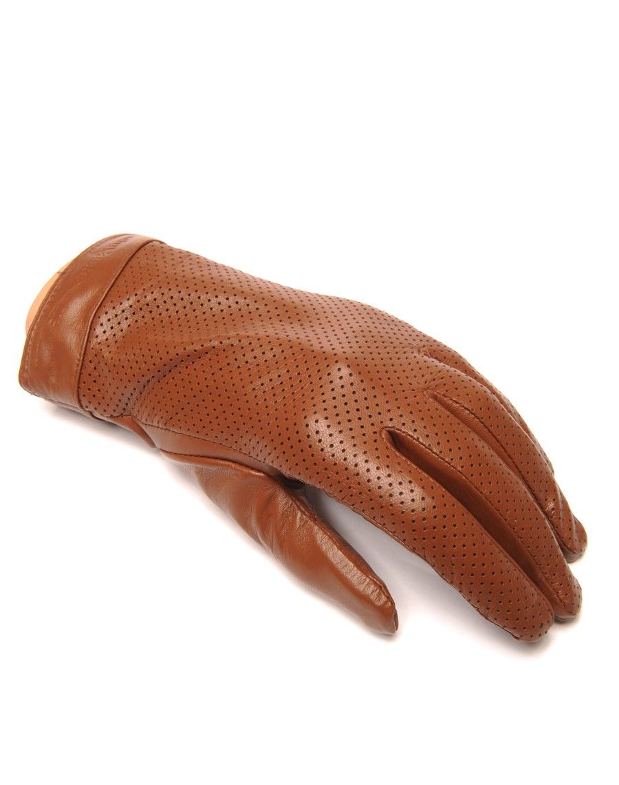 Gants en cuir taupe LuluCastagnette perforé