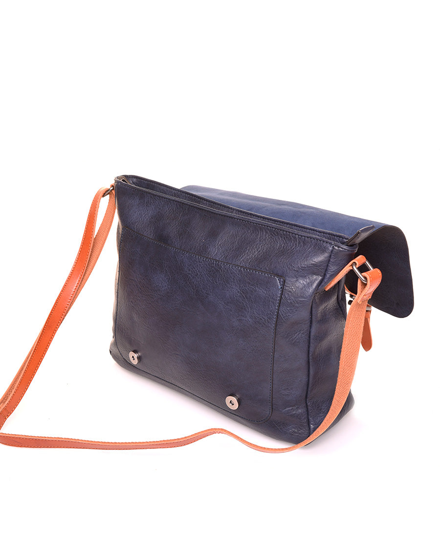 Grand sac bandoulière vintage bleu