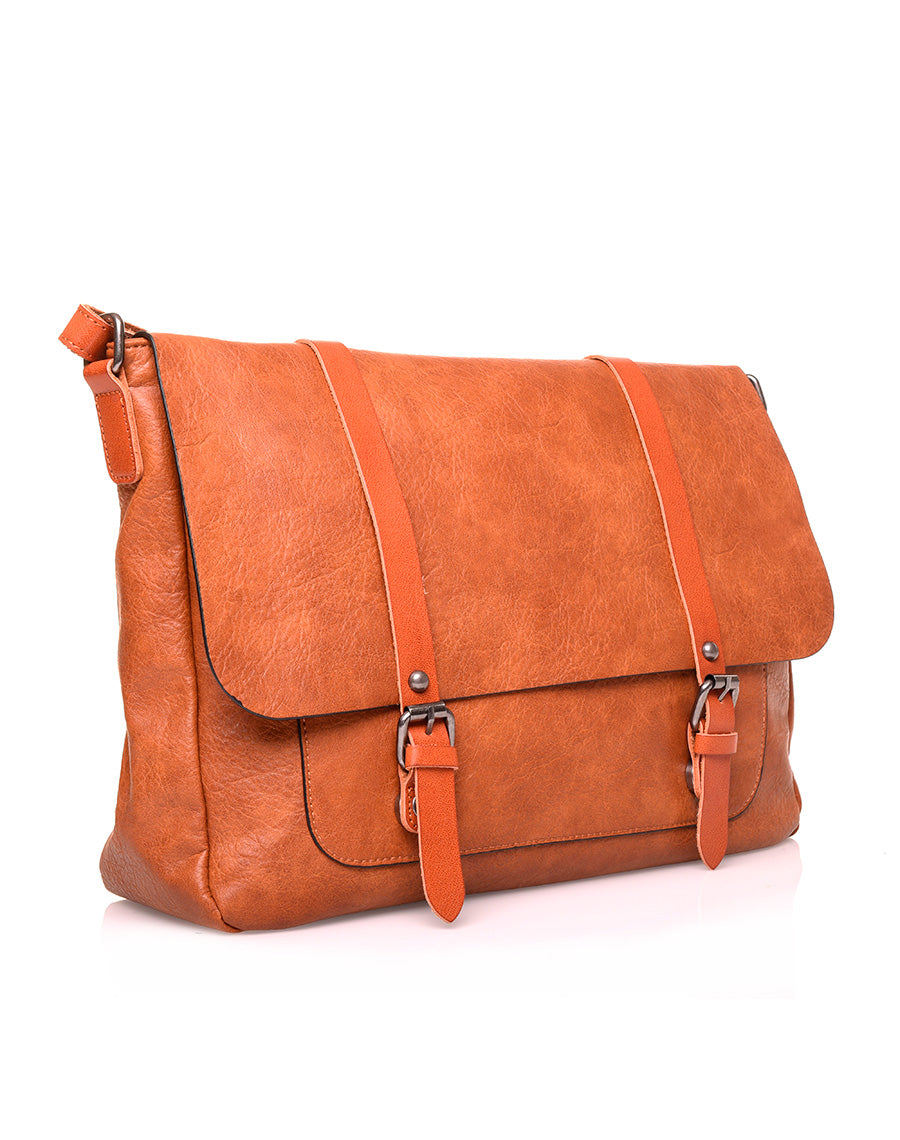 Grand sac bandoulière vintage camel