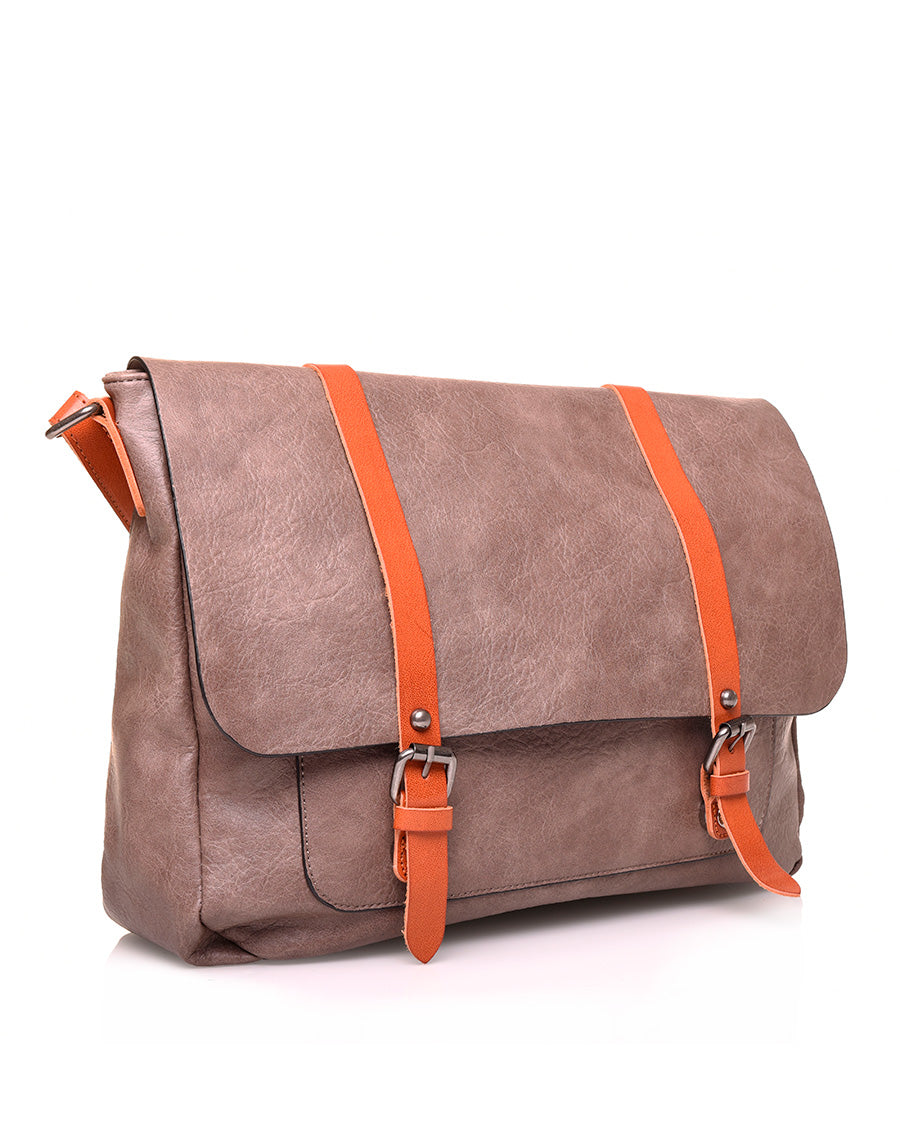 Grand sac bandoulière vintage taupe