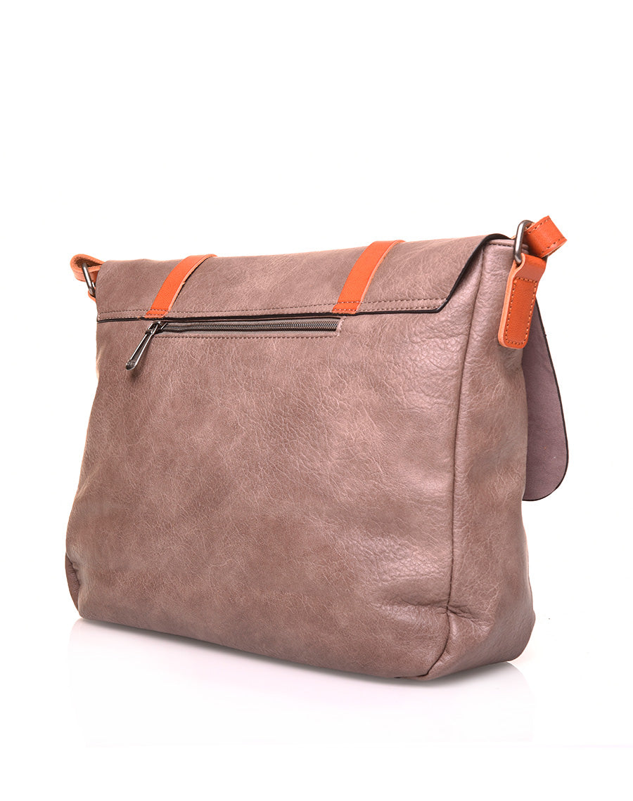 Grand sac bandoulière vintage taupe