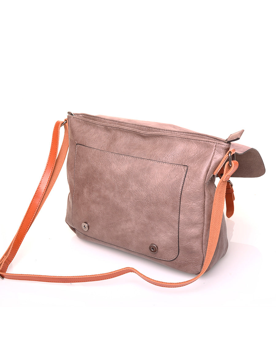 Grand sac bandoulière vintage taupe