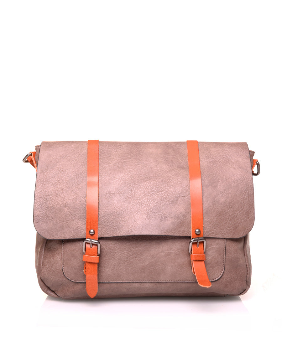 Grand sac bandoulière vintage taupe