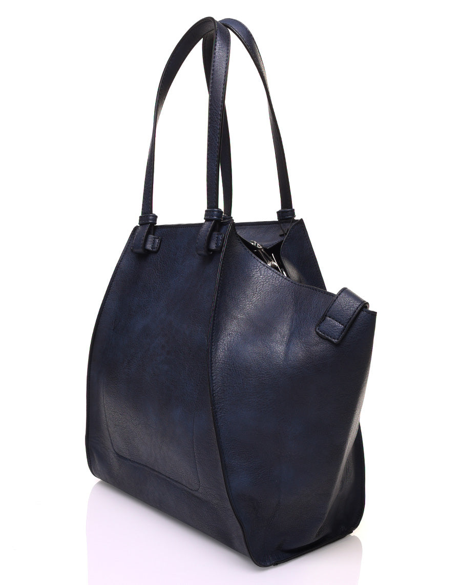 Grand sac bleu marine de forme triangulaire ajustable