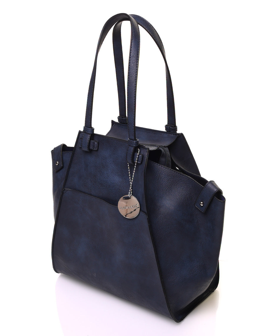 Grand sac bleu marine de forme triangulaire ajustable