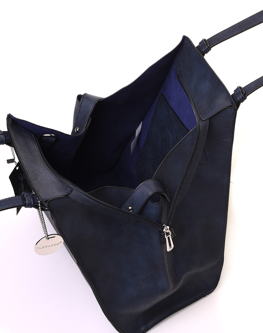 Grand sac bleu marine de forme triangulaire ajustable