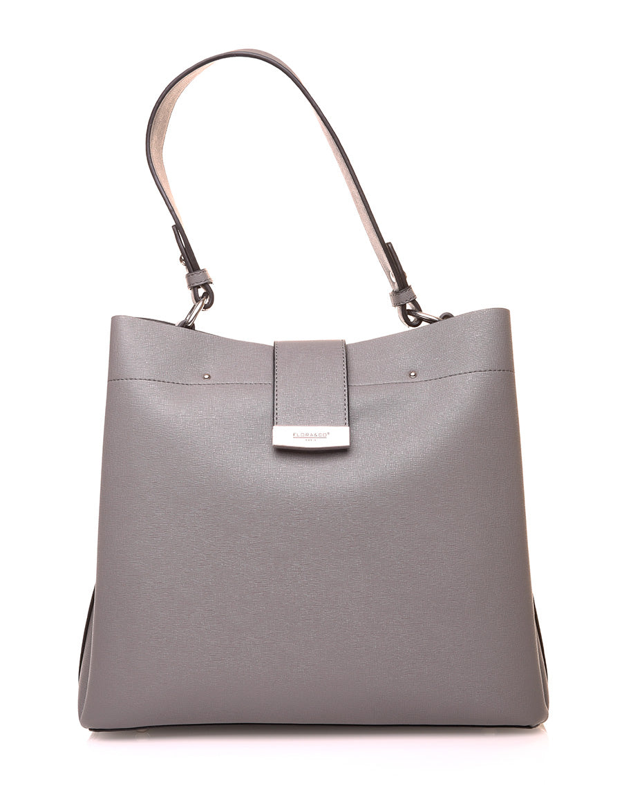 Grand sac à main gris à lanière aimante