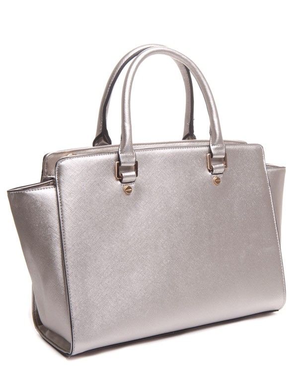 Grand sac à main rectangulaire argent