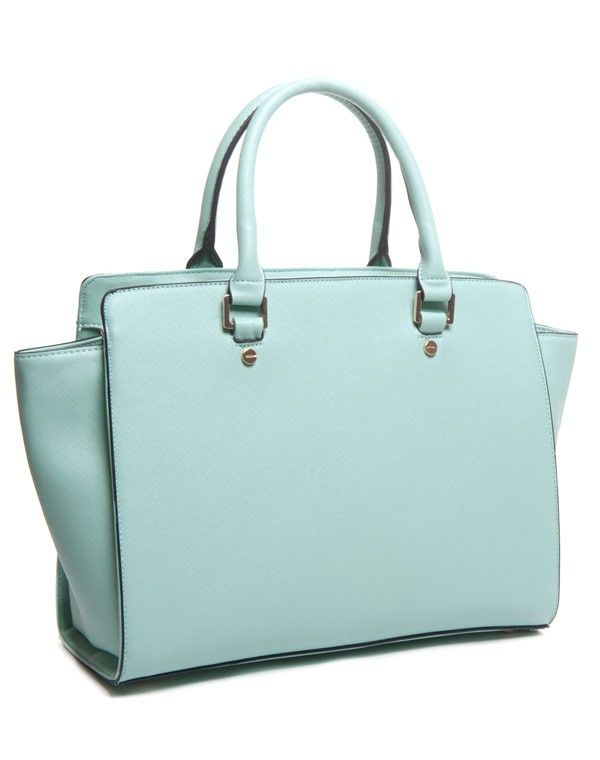 Grand sac à main rectangulaire vert d'eau