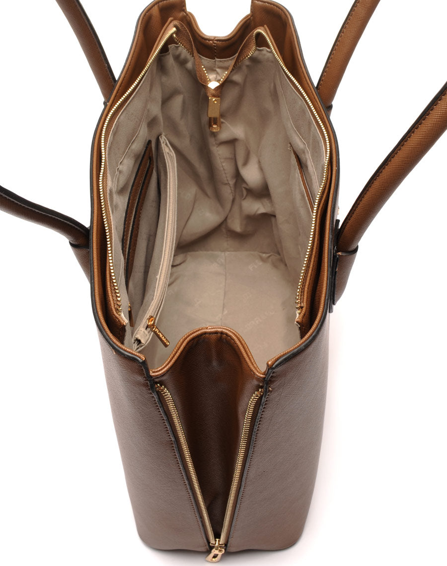 Grand sac à main taupe foncé Flora&Co