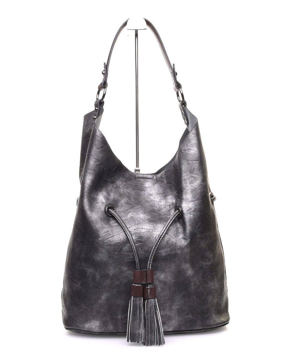 Large sac quotidien gris métalisé