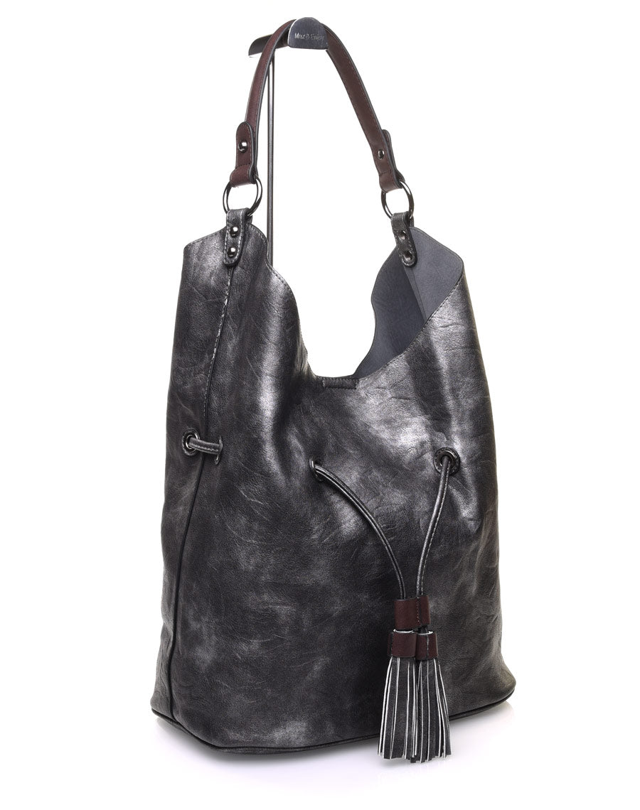 Large sac quotidien gris métalisé